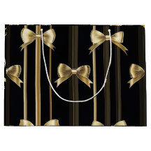 Elegant Gift Bag with Black Base and Golden Bow