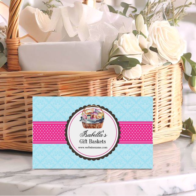 Elegant Gift Basket Business Card (Promote your gift basket business with these beautiful business cards ready for you to customize.)