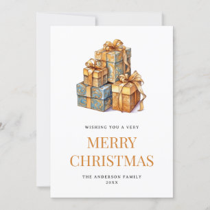 Elegant Gift Boxes Watercolor Merry Christmas Card