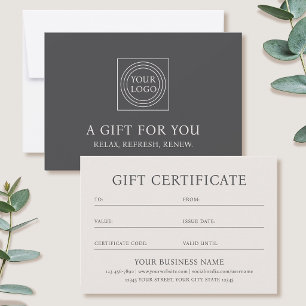 Elegant Gift Certificate Business Logo Off-white