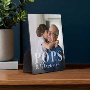 Elegant Gift for Pops & Grandchild Photo Keepsake Plaque