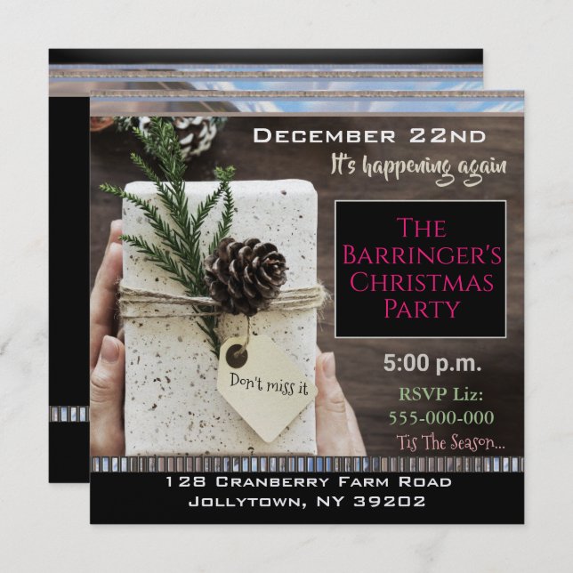 Elegant Gift Hope you Attend Christmas Party Invitation (Front/Back)