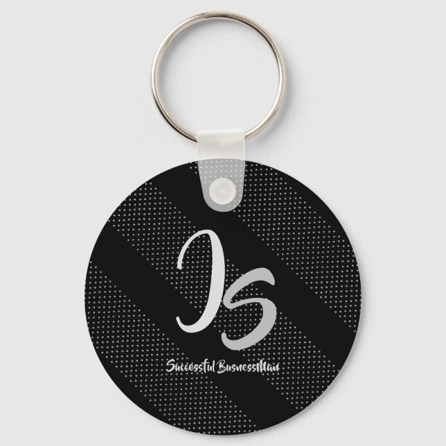 Elegant Gift with Personalise Silver Monogram Key Ring (Front)