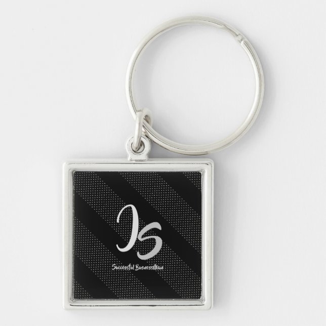 Elegant Gift with Personalise Silver Monogram Key Ring (Front)
