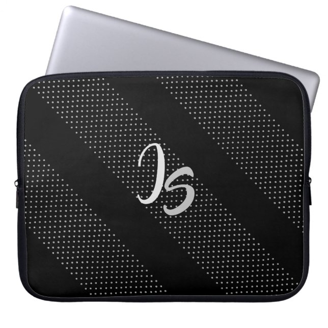 Elegant Gift with Personalise Silver Monogram Laptop Sleeve (Front)