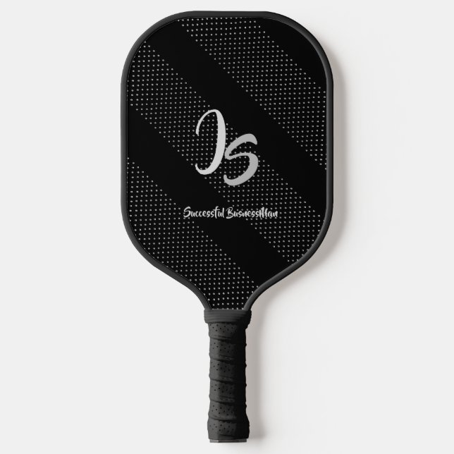 Elegant Gift with Personalise Silver Monogram Pickleball Paddle (Front)
