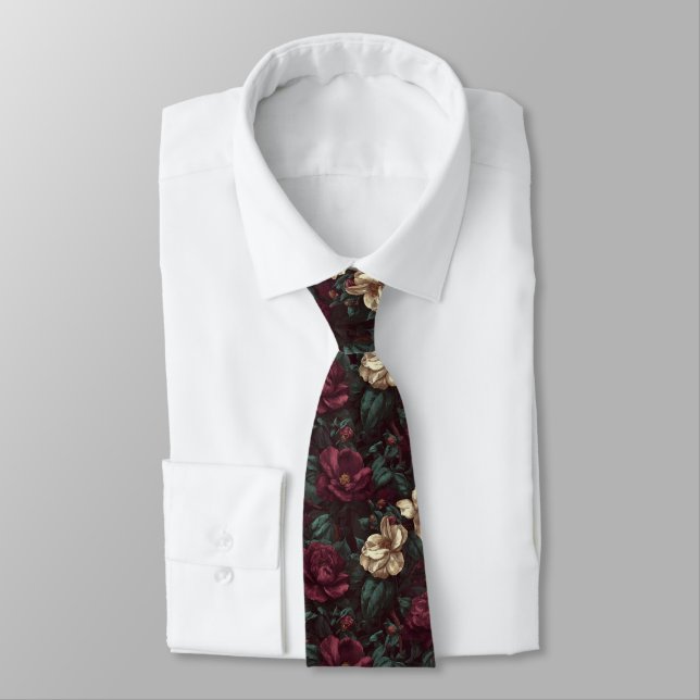 Elegant Gifts For Father Gardenias Floral Tie (Tied)