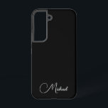 Elegant Gifts Monogram Handwritten Name Black Samsung Galaxy Case<br><div class="desc">Modern Elegant Minimal Design Monogram Handwritten Script Name Template Best Gifts Black Trendy Phone Cases & Accessories / Samsung Cases / Galaxy S22 Case.</div>