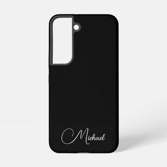 Elegant Gifts Monogram Handwritten Name Black Samsung Galaxy S22 Case (Back)