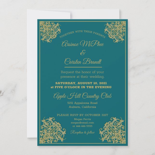 Elegant Gilded Wedding Invitation (Front)
