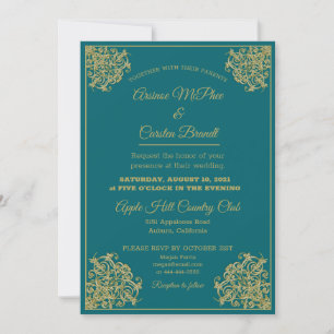 Elegant Gilded Wedding Invitation