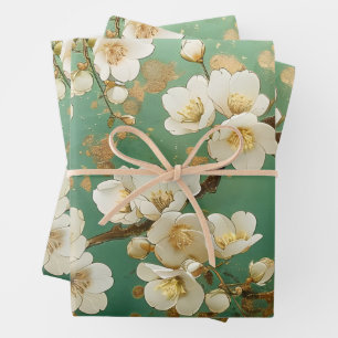 Elegant gilt White Blossom Wrapping Paper