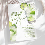 Elegant Gin Alcohol Adult Birthday Invitation<br><div class="desc">Set the tone for a lively celebration with these Gin themed adult birthday invitations, featuring the playful saying let the party be-gin. Two watercolor gin glasses add a vibrant touch, while the elegant text template is simple to personalize for your event. Make your next party unforgettable by sending out invitations...</div>