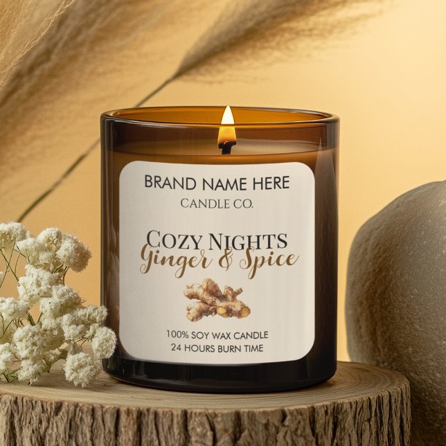 Elegant Ginger & Spice Christmas Candle Labels (Creator Uploaded)