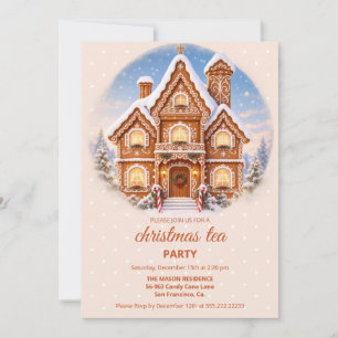 Elegant Gingerbread Christmas Holiday Tea Party Invitation