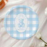 Elegant Gingham French Teddy Bear Baby Shower Paper Plate<br><div class="desc">Add a touch of charm to your baby shower with our Gingham French Teddy Bear Baby Shower Paper Plates. These lovely plates feature a classic gingham pattern and a sweet French-inspired teddy bear, bringing a cosy, vintage feel to your celebration. The soft colours and delightful design make these plates ideal...</div>