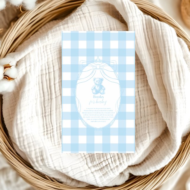 Elegant Gingham French Teddy Bear  Books for Baby Enclosure Card (Creator Uploaded)