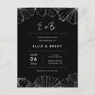 Elegant Ginkgo Biloba wedding invitation Postcard