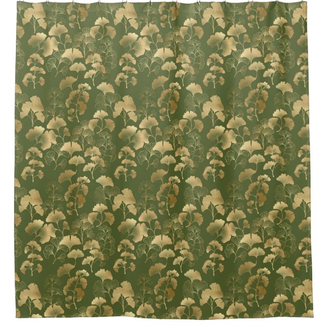 Elegant Ginkgo Garden Pattern Shower Curtain (Front)