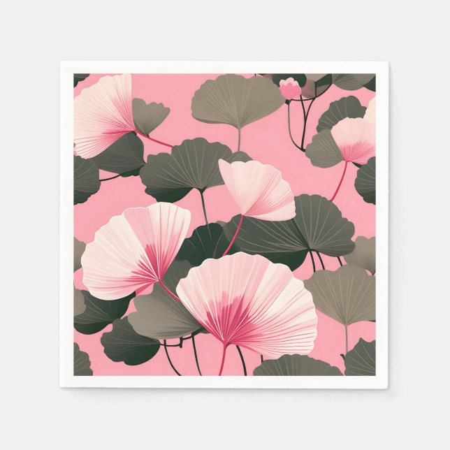 Elegant Ginkgo Leaf Pattern Napkin (Front)