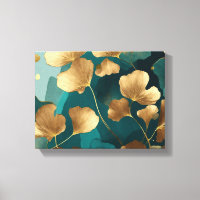 Elegant Ginkgo leaves gold & teal