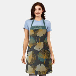Elegant Ginkgo Leaves Pattern Autumn Personalised Apron