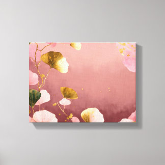 Elegant Ginkgo leaves pink & gold Canvas Print