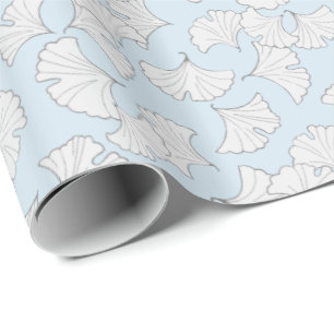Elegant ginkgo leaves with custom background colou wrapping paper