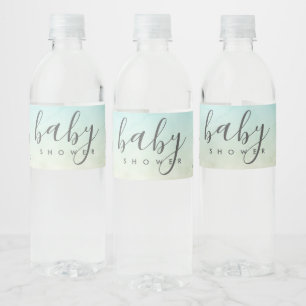 Elegant Giraffe Elephant Baby Shower Water Bottle Label