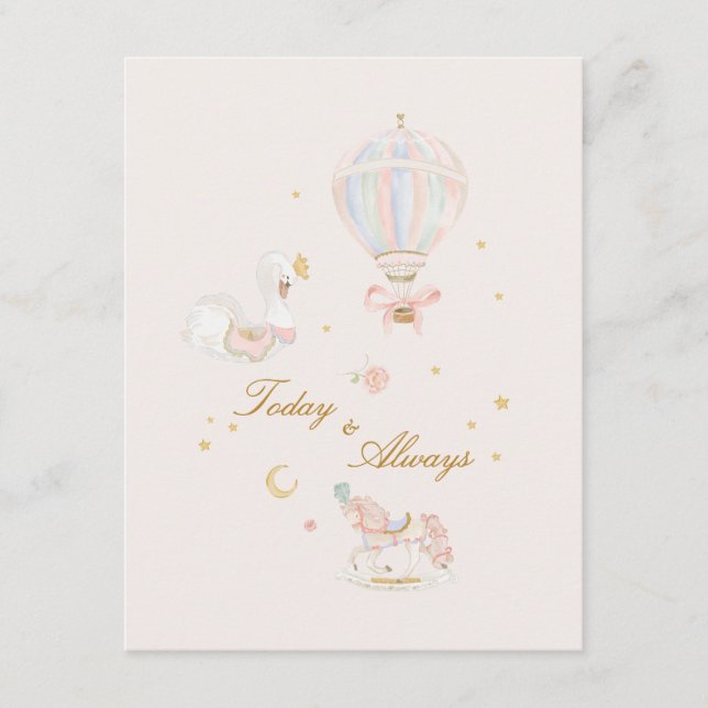 Elegant Girl Baby Shower Handwritten Keepsake Enclosure Card (Front)