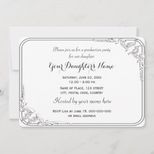 Elegant girl, daughters' graduation photo invitation