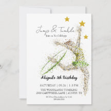  Elegant Girl Gymnastic Birthday invitation