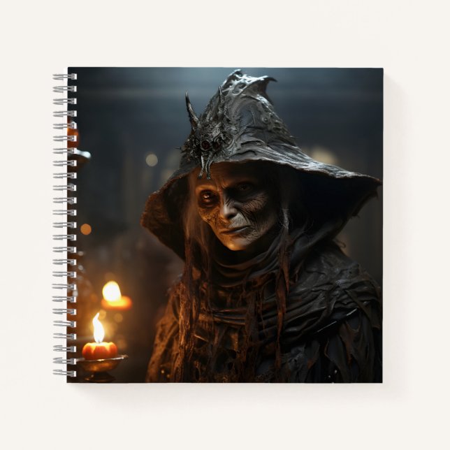 Elegant Girl Halloween Witch Awesome Illustration Notebook (Front)