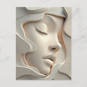 Elegant Girl in Flowing Abstract Layers Postcard