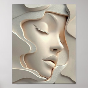 Elegant Girl in Flowing Abstract Layers Poster