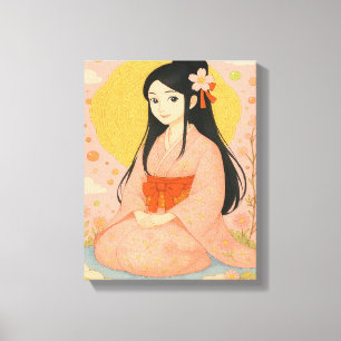 Elegant Girl in Kimono – Japanese Style Wall Art