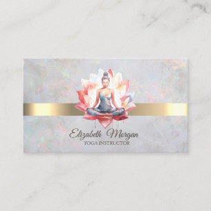 Elegant Girl Lotus Opal Yoga Instructor Business Card