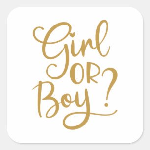 Elegant Girl or Boy Gold Glitter Gender Reveal Square Sticker