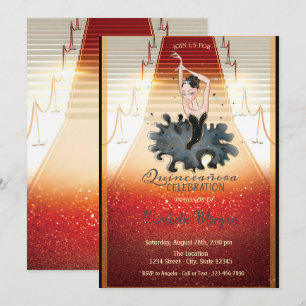 Elegant Girl,Red Carpet Quinceanera Invitation