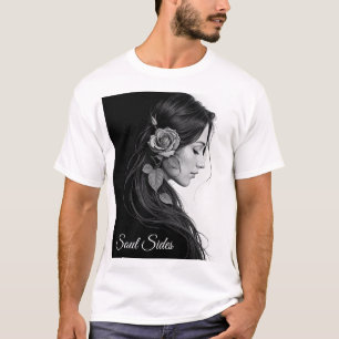 Elegant girl with flower in hair modern fine art T-Shirt