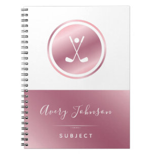 Elegant Girls Golf Golfer Rose Gold Personalised Notebook