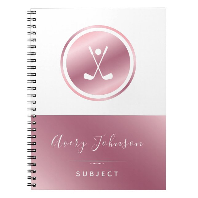 Elegant Girls Golf Golfer Rose Gold Personalised  Notebook (Front)