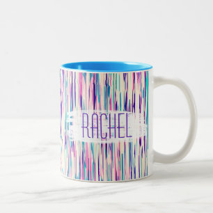 Elegant Girly Abstract Brushstrokes Monogram Two-Tone Coffee Mug