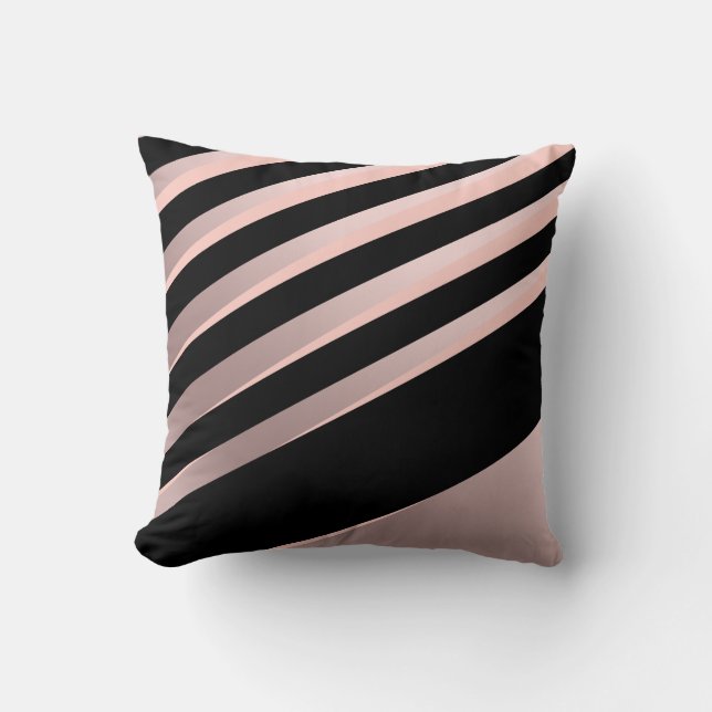 Elegant girly abstract rose gold, black & pink cushion (Front)