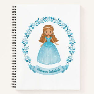 Elegant Girly Blue Artist Monogram Sketchbook Notebook