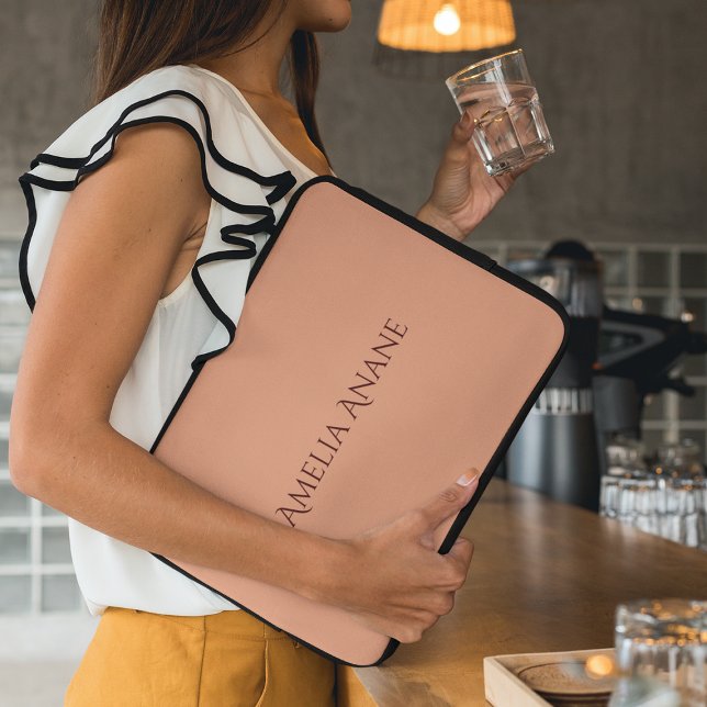 Elegant Girly Blush Pink & Dark Red Typography  Laptop Sleeve (Creator Uploaded)