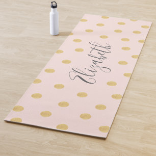 Elegant Girly Blush Pink Gold Polkadot  Yoga Mat