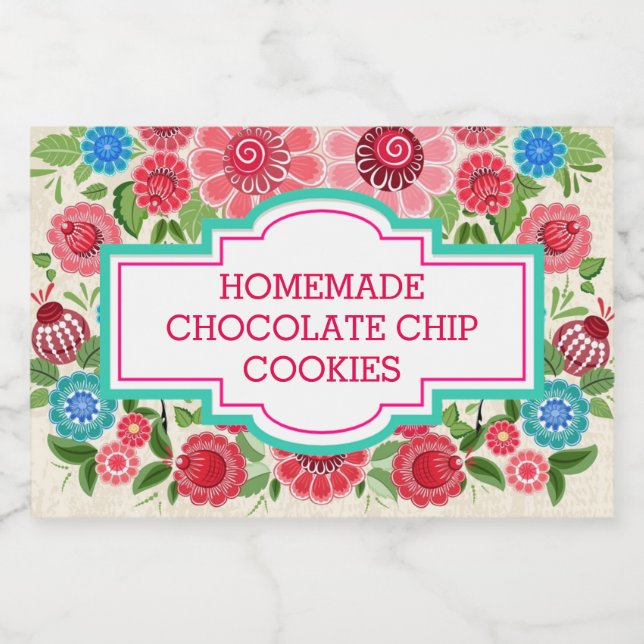 Elegant Girly Chic Floral Custom Homemade Cookies Food Label (Single Label)