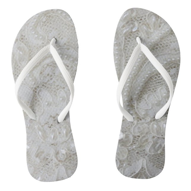 elegant girly chic grey cream beige white  floral flip flops (Footbed)