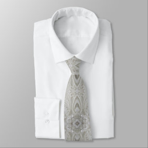 elegant girly chic grey cream beige white  floral tie